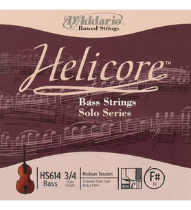 D'Addario HS614 Helicore Tek Kontrabas Fa# (F#) Teli (3/4 - Solo)  Yüksek Pozisyonlarda Net Duyum Özel Solo Akort Uyumu ve Teknik Esneklik