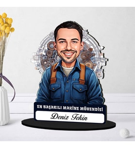 Kişiye Özel Erkek Makine Mühendisine Hediye Karikatürlü Biblo