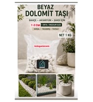 Anadolu Dogal Beyaz Dolomit Saksı Bahçe Peyzaj Dere Çakıl Taşı  1 Kg