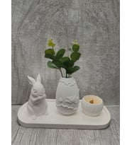 Cottonova C42 Dekoratif Vazo, Tavşan Figürü ve Mumluk