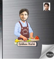 Kişiye Özel Ahcı Erkek Ahşap Magnet -6