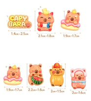 Mini Capybara 7’li Dekoratif Sticker Set – Çift Taraflı Bantlı Araba Torpido Süsü & Çocuk Odası Dola