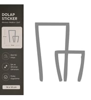 Minimal Vazo Dolap Sticker – Mat Gri Dekoratif Folyo Sticker 14x14 cm