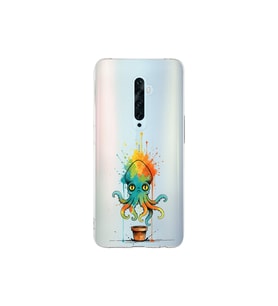 Oppo Reno 2Z ile uyumlu Splash ahtapot tasarımlı şeffaf silikon kılıf