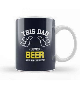 Fathers Day This Dad Loves Beer And His Children Kupa Bardak Porselen