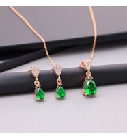 925 Ayar Gümüş Yeşil Taşlı Damla Set