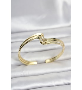 Zikzak Model Gold Renk Pirinç Kadın Bileklik TJ-BB8554