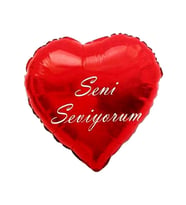 7 ADET YÜKSEK KALİTE BÜYÜK BOY SENİ SEVİYORUM KIRMIZI KALPLİ FOLYO BALON PARLAK METALİK KALPLİ BALON