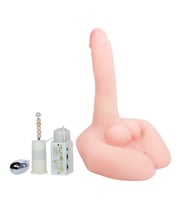 OdinsShop 21 cm Oynar Başlı Titreşimli Sesli Çift Girişli Realistik Vibratör Masturbatör Penis