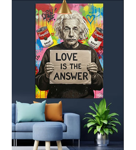 Cevap aşk Albert Einstein slogan Dekoratif Kanvas - Mdf Ahşap Tablo