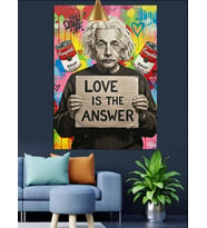 Cevap aşk Albert Einstein slogan Dekoratif Kanvas - Mdf Ahşap Tablo