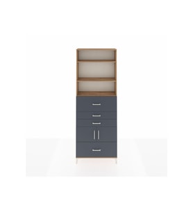 Arges Dolap 4 Raflı 4 Çekmeceli 2 Kapaklı 88x30x243 Çam-Antrasit