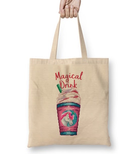Magical Drink Unicorn Milkshake Pixel Art Bez Çanta Uzun Saplı