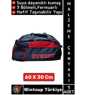 #Çanta Suya Dayanıklı Kumaş Spor Okul Futbol Antrenman 3 Bölmeli Fermuarlı Malzeme Çantası 60X30 Cm