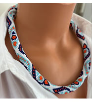Chibeads Mercan Mavi Turuncu Kadın Kolye ve Bileklik Set