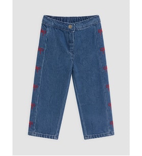 LC WAIKIKI Mavi Nakışlı Kız Bebek Jean Pantolon