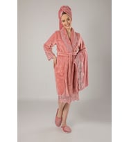 Krem Dantelli Bambo Cotton Bornoz set (Pudra)