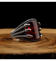 Garnet Kırmızı Zirkon Taşlı 925 Ayar Gümüş Yüzük