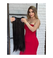 PerukAvm Luxury Düz Yarımay+2 Yan Çıtçıt KoyuKahve