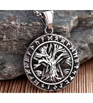 voyageaccessory Paslanmaz Çelik Viking Yggdrasil Yaşam Ağacı Runik Kolye