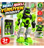 Sesli ve Işıklı Yürüyen Robot Oyuncak – Hareketli, Müzikli, LED Işıklı