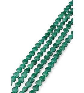 12X12 MM Yeşil Kalp Kedi Gözü Taşı Dizi
