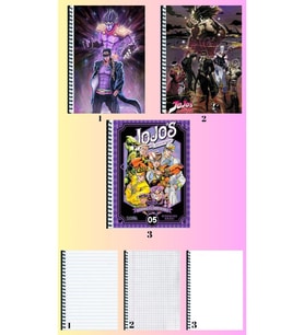 Jojo bizarre adventureA4 defter 3 adet çizgili + kareli + çizgisiz büyük boy 21*29 cm süper set