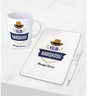 Kişiye Özel  Babalar Günü Hediyesi Defter& Kupa   &Kalem Seti