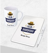 Kişiye Özel  Babalar Günü Hediyesi Defter& Kupa   &Kalem Seti
