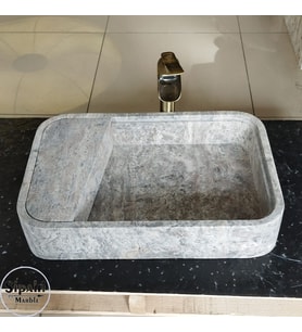 Gümüş Traverten Lüx Lavabo