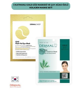3 Katmanlı Gold Göz Maskesi ve Çay Ağacı Özlü Kolajen Maske Seti 2 Adet