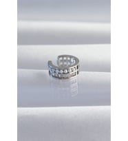 Pirinç Gümüş Renk İncili Baget Taşlı Earcuff Küpe (Karışık)