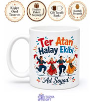 Damat Halayı Çeken Arkadaşlara Ter Atan Düğün Eğlencesi Kupa Bardak Hediye