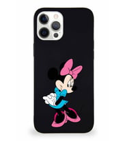 Apple iPhone 12 Pro Max Soft Premier Kapak Minnie Mouse-F Tasarımlı Silikon Kılıf - Siyah (Şeffaf)