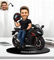 BK Gift Kişiye Özel En Yakışıklı Erkek Motorcu Tasarımlı Karikatür Biblo