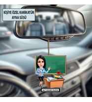 Kişiye Özel Karikatür Öğretmen Ayna Süsü – Araç İçi Öğretmene Hediye