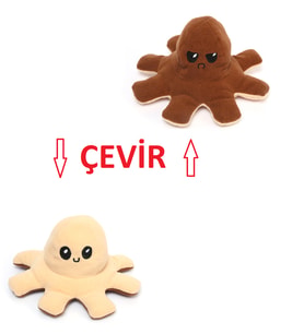 Mod Değiştiren Ahtapot Polar Krem-Kahve 30 cm (Çok Renkli)