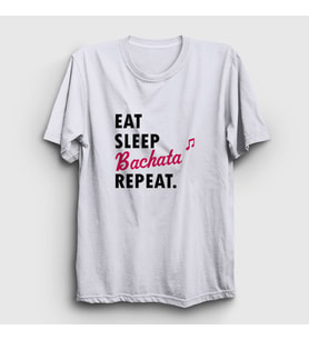 Presmono Unisex Beyaz Eat Sleep Bachata Repeat Hediye Dance Dansçı T-Shirt 464133tt (Beyaz)