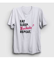 Presmono Unisex Beyaz Eat Sleep Bachata Repeat Hediye Dance Dansçı T-Shirt 464133tt (Beyaz)