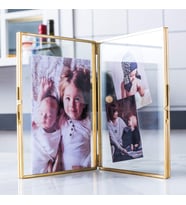 Pirinç Masa Üstü İki Bölmekli Fotoğraf Çerçevesi