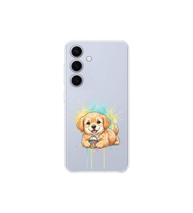 Samsung Galaxy S25 Plus ile Uyumlu Splash Köpek Tasarımlı Şeffaf Silikon Kılıf