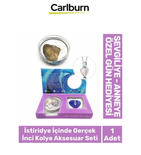 Özel Üretim Doğum Günü Sevgiliye Hediye Kutulu Şık İstiridye İçinde Gerçek İnci Kolye Aksesuar Seti (Çok Renkli)