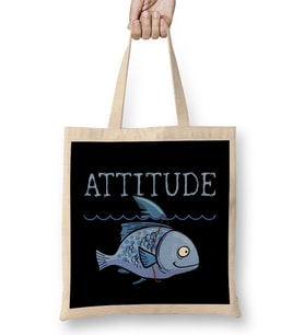 Attitude of a Shark Fish Confidence Self Belief Bez Çanta Uzun Saplı