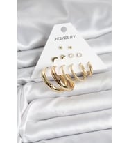 Gold Renk 6 Çiftli Pirinç Kadın Küpe Seti - TJ-BKP11323