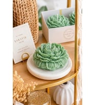 Şakayık 3'lü Mum - Mumelia Candles Doğal Soya, El Yapımı, Dekoratif - Adaçayı Yeşili