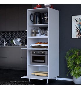 Modilayn SİLVA LOYA 59,6 x 194,6 x 56 cm 2 Kapaklı Ankastre Fırın ve Mutfak Dolabı