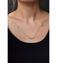 925 Ayar Gümüş Üç Renk Dorika Toplu Sim Harf Lotus Kadın Kolye