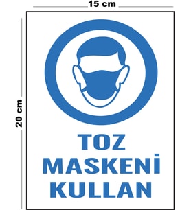 Metal Toz Maskeni Kullan 15 cm x 20 cm Uyarı Levhası Yönlendirme Tabelası