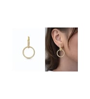 XUPING 14K GOLD RENK TAŞLI, BİRBİRİNE GEÇMELİ, İKİ AYRI KÜPEDEN OLUŞAN KÜPE ACR0313