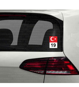 19 çorum il şehir plaka etiket sticker tr türkiye ay yıldız çıkartma yapışkanlı 2 Adet - araba cam motosiklet laptop pc oto uyumlu
